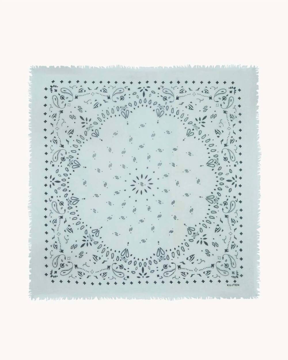 NEW KUJTEN women's effy printed cashmere bandana in vert amande